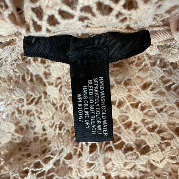 AQUA BODYCON KNIT YOLK LACE EYELET TIER MINI DRESS MEDIUM BLUSH PINK - Picture 13 of 14